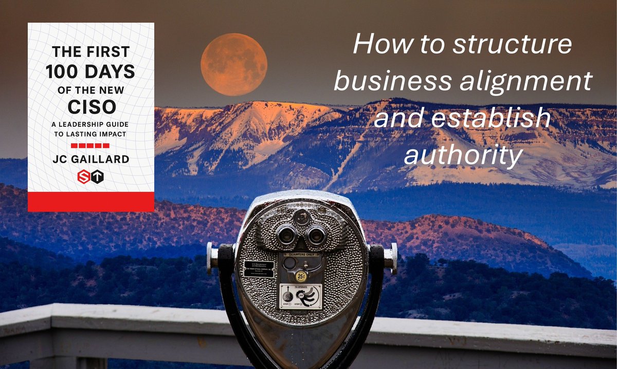 Corix_JC's tweet image. The First 100 Days of the New #CISO &amp;gt;&amp;gt; A #Leadership Guide to Lasting Impact

How to structure #business alignment and establish authority

Buy it here on @Amazon &amp;gt;&amp;gt; buff.ly/ffqszCD 

Read my Author's Summary here &amp;gt;&amp;gt; buff.ly/YERiEwB 

#cybersecurity #security