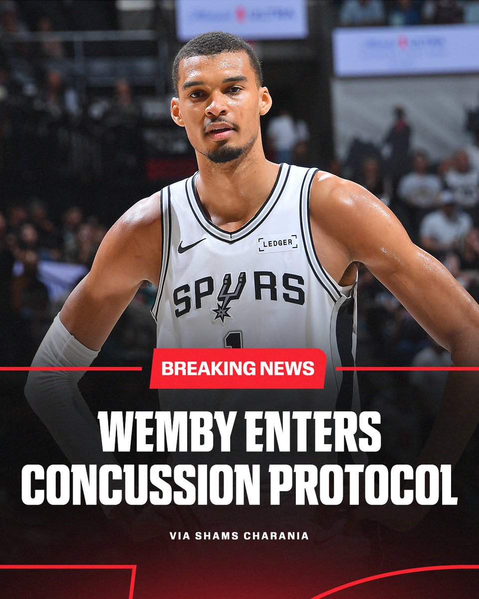Breaking: Victor Wembanyama has entered concussion protocol and is out for the remainder of Game 2 vs. Portland. 

(via <a href="/ShamsCharania/">Shams Charania</a>)