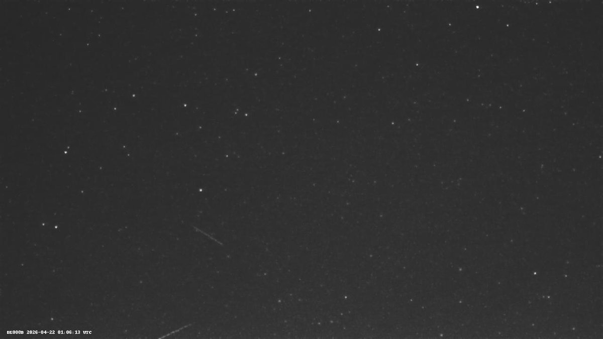 CamMeteor's tweet photo. Meteor detection 22.04.2026 01:06 UTC Station: DE000B https://t.co/qAjbCX90jb
