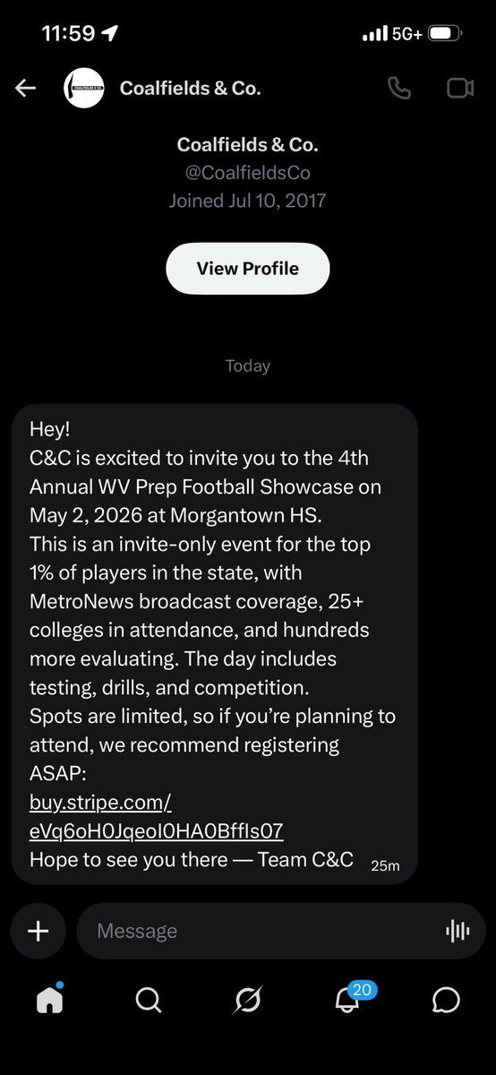 tjpritt1's tweet photo. Thanks @CoalfieldsCo for the Invite to the Prep Football Showcase. I will be attending. @ClayPanthersFB @CoachMacKicking @CoachB_Reynolds @CoachPenn @WvsuFootball @Coach_Gilkes @CoachDeanHood https://t.co/wkF8oawvwG