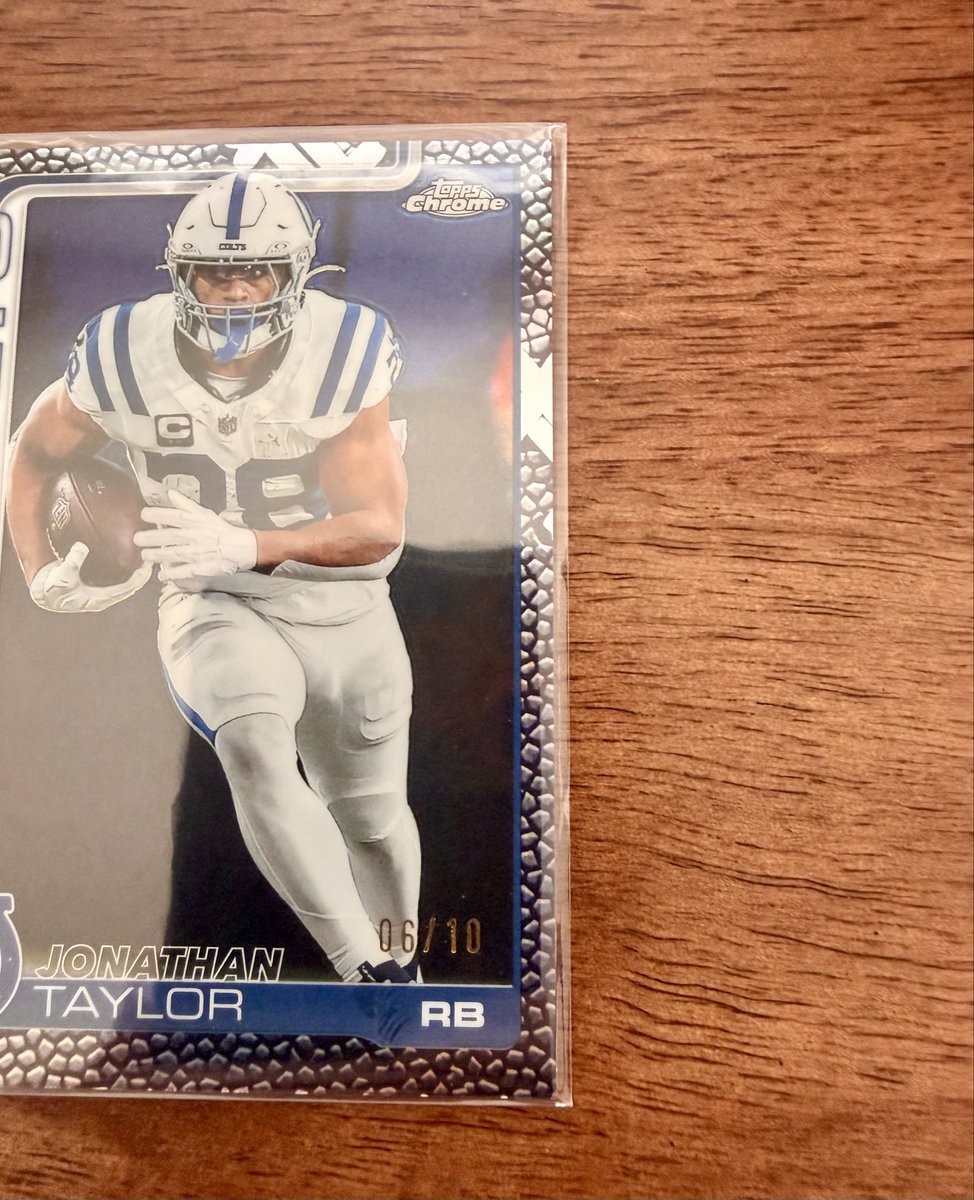 JonathonGoad's tweet photo. @cardboardbst $250 2025 Topps Chrome Black Leather Football Jonathan Taylor 6/10 https://t.co/9Gf1xtisx8