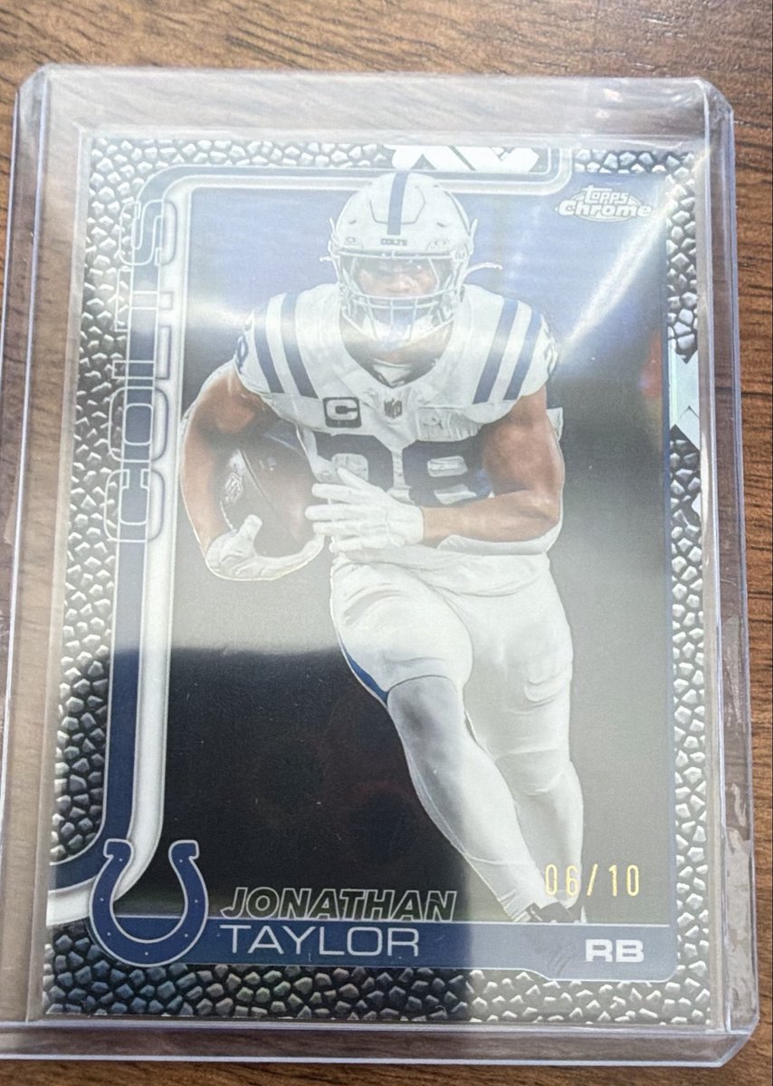 JonathonGoad's tweet photo. @cardboardbst $250 2025 Topps Chrome Black Leather Football Jonathan Taylor 6/10 https://t.co/9Gf1xtisx8