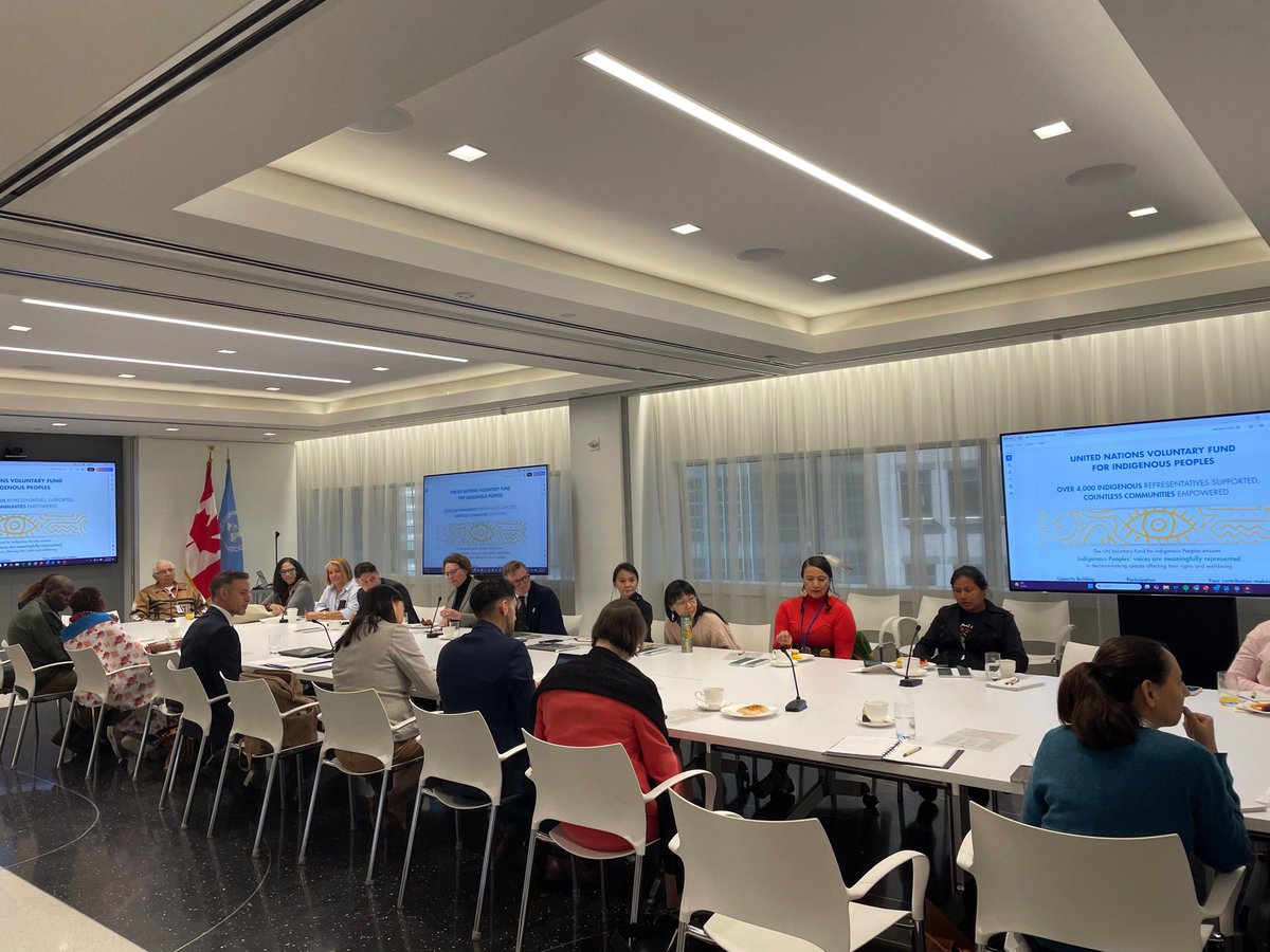 CanadaUN's tweet image. Canada hosted a roundtable on the UN Voluntary Fund for Indigenous Peoples today. Powerful reflections on its impact, lived experience from grantees and shared commitment to advancing Indigenous participation at the UN. #UNVFIP #IndigenousPeoples #UNPFII @UNHumanRights
