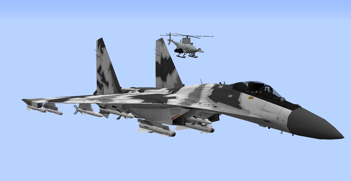 ATOM14A1's tweet photo. There's a new mod that works in conjunction with mcheli 1.12.2 [Murachiki version 1.1.4] that increases the drones' range, it's now unlimited! And best of all, you can make them follow you in formation, it looks amazing!. #MCHeli #MCヘリ https://t.co/BRbzOKK9i8