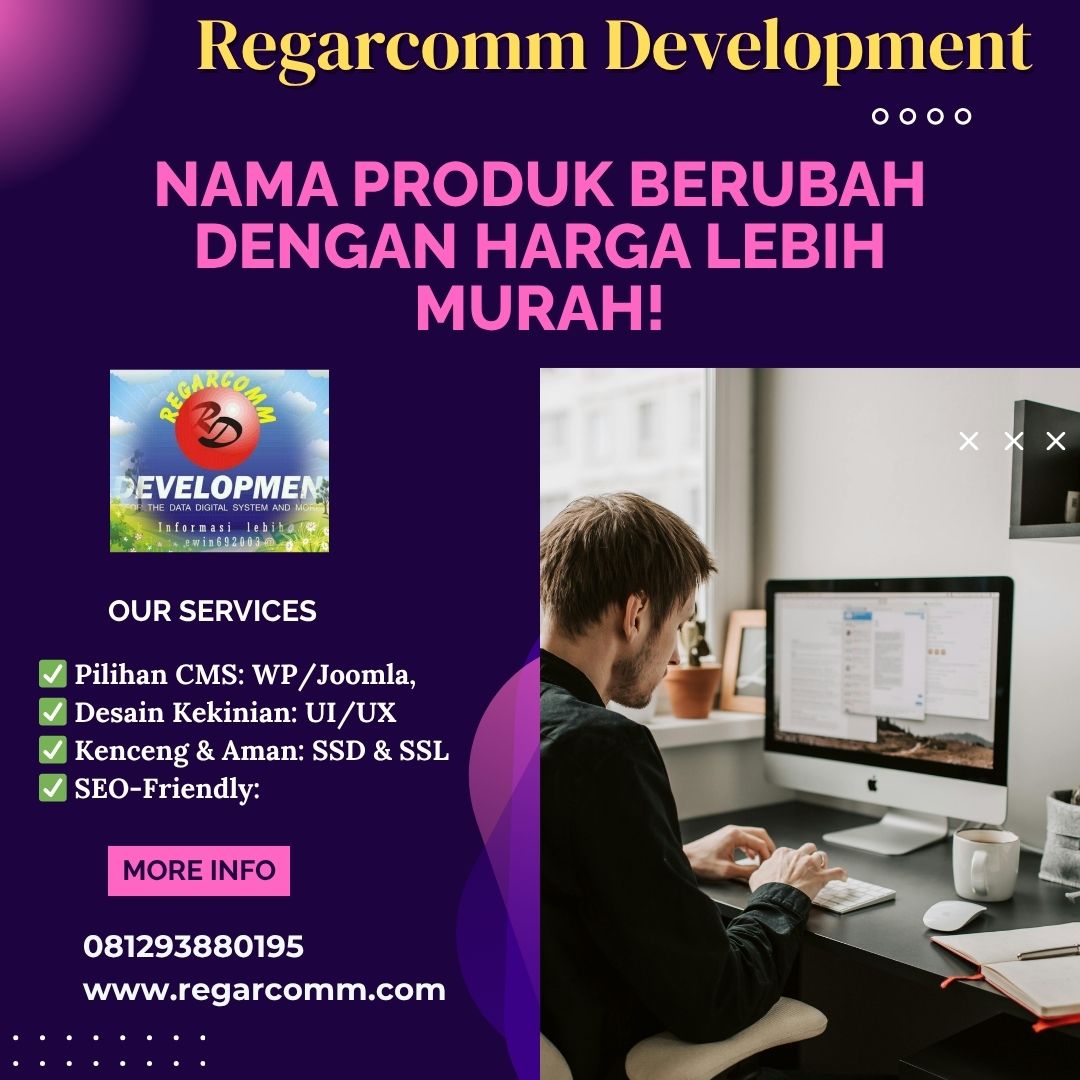 Erwinregar8's tweet image. Yo, Regarcomm Development ganti nama produk webnya! 🤩 Kini hadir dengan harga yang bikin dompet aman dan kantong ceria! 💰 Cekidot web baru kami di sini: regarcomm.com ✨ #WebMurah #Regarcomm #Upgrade