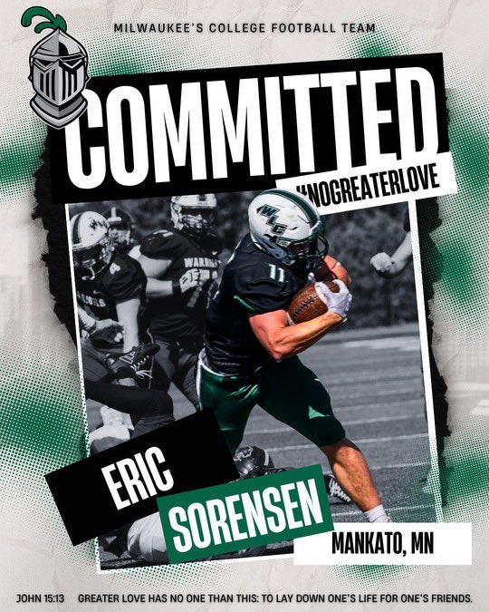 _ericsorensen_'s tweet photo. I’m excited to announce my commitment to @WLC_Football!! I look forward to continue in my football journey and I am excited to see what God has in store for me! Thank you @WLCCoachTreske and all the other coaches for working with me in this process! #NoGreaterLove|#ArmorUp https://t.co/jDuytOfNeM