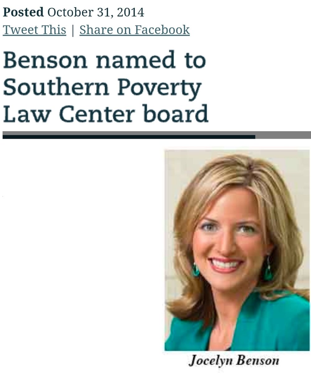 This just so happens to perfectly align with <a href="/JocelynBenson/">Jocelyn Benson</a> 's appointment to THE SPLC  BOARD OF DIRECTORS  
Interesting...and entirely predictable.

<a href="/MIDistrict9/">MIDistrict9</a> <a href="/laralogan/">Lara Logan</a> <a href="/pjcolbeck/">Patrick Colbeck✝️</a> <a href="/SternAmerican/">SternAmerican</a> <a href="/StephenM/">Stephen Miller</a> <a href="/elonmusk/">Elon Musk</a> <a href="/TruckerRandy/">Trucker Randy</a> <a href="/timlovesann/">Tim Vetter</a> <a href="/DeluxePsypher/">Phani M</a> <a href="/AbsoluteWithE/">The Absolute Truth with @EmeraldRobinson</a>