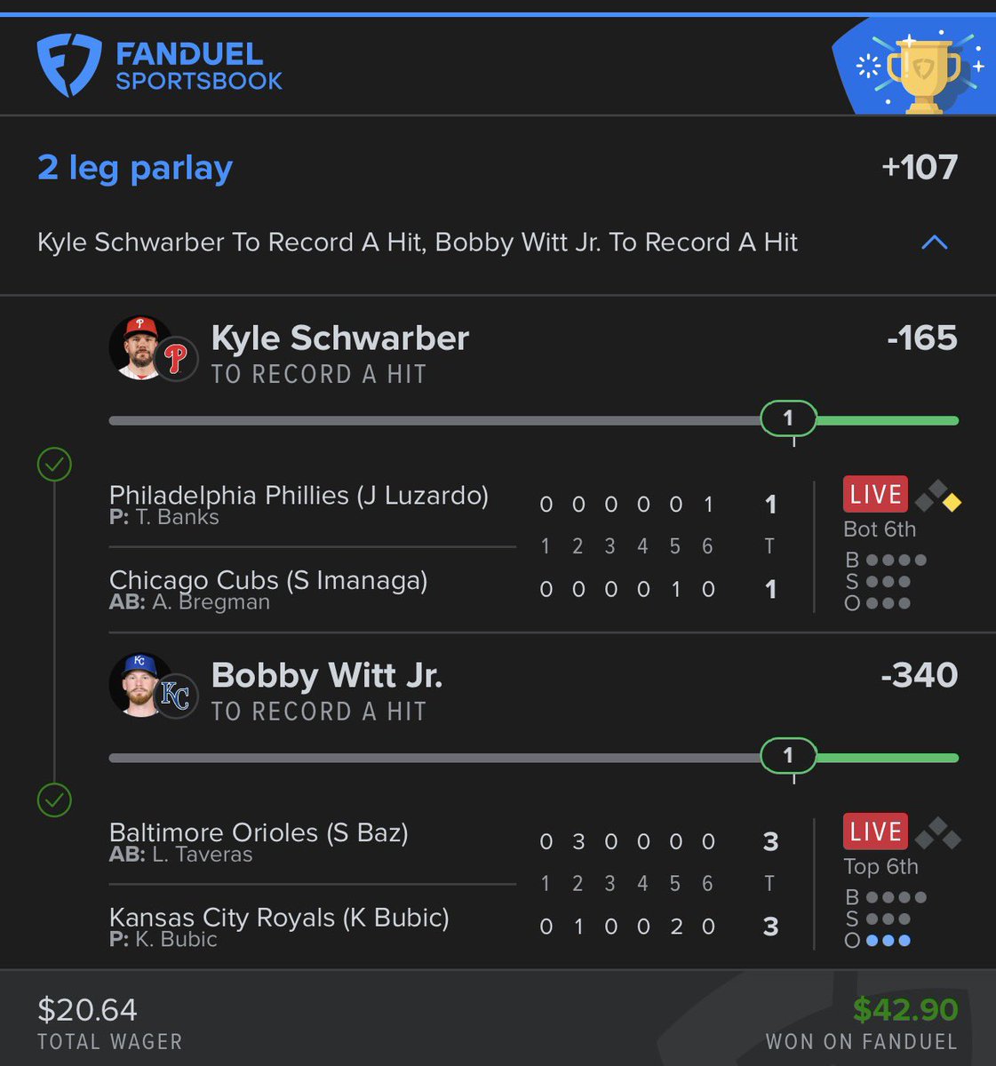 THEGAMBLINGGAWD's tweet image. BANG✅
Gambling Gawd’s VIP MLB Hits Ladder Challenge🪜⚾️
💥💥$10&amp;gt;&amp;gt;&amp;gt; $10,000💥💥
💥💥💥IN 10 DAYS!💥💥💥
🪜DAY 2 LADDER CHALLENGE🪜
🔥🔥$20.64———&amp;gt;$42.90
🚨🚨Day 3 Incoming!🚨🚨
JOIN✅WIN✅SIMPLE✅
#LadderChallenge #VIP