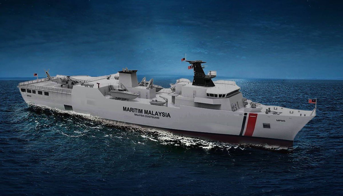 Injang_Nation's tweet photo. MPMS

-kapal induk
-99 meter 
-70 crew, 30 penumpang
-boleh beroperasi 30 hari tanpa henti
-ada 4 bot pemintas pantas (FIC)
-2 dron (UAV)
-helideck
-fasiliti perubatan dan tahanan
-untuk SAR dan cegah jenayah laut/penyeludupan

Tanpa hanky panky, kita boleh ja dpt benda best2 https://t.co/UDvr8PR6Aw