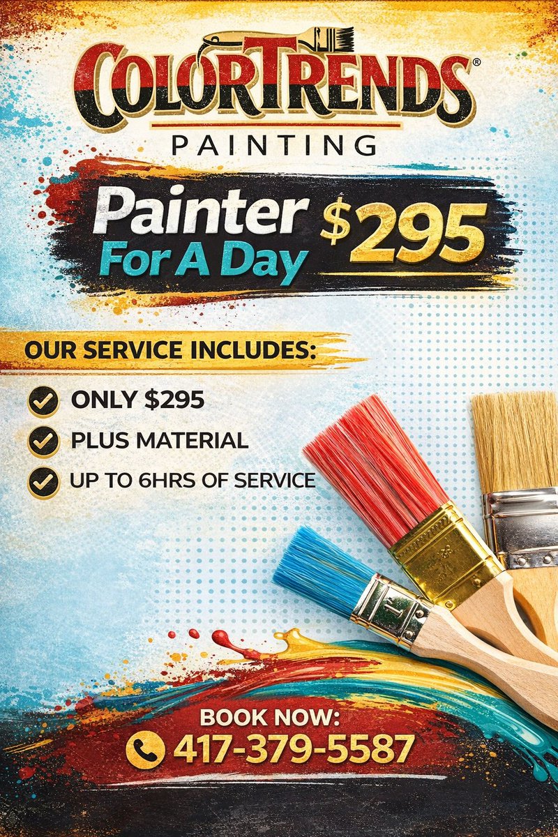 WeHelpUpaint's tweet photo. Exciting news Ozarks homeowners! ColorTrends Painting is sponsoring the OzarksFirst $5,000 Home Improvement Sweepstakes! One lucky winner gets $5,000 for painting, renovations &amp; more. Enter before May 19th ￼ https://t.co/6IDxykj32I https://t.co/ig7Z3d0Qdy