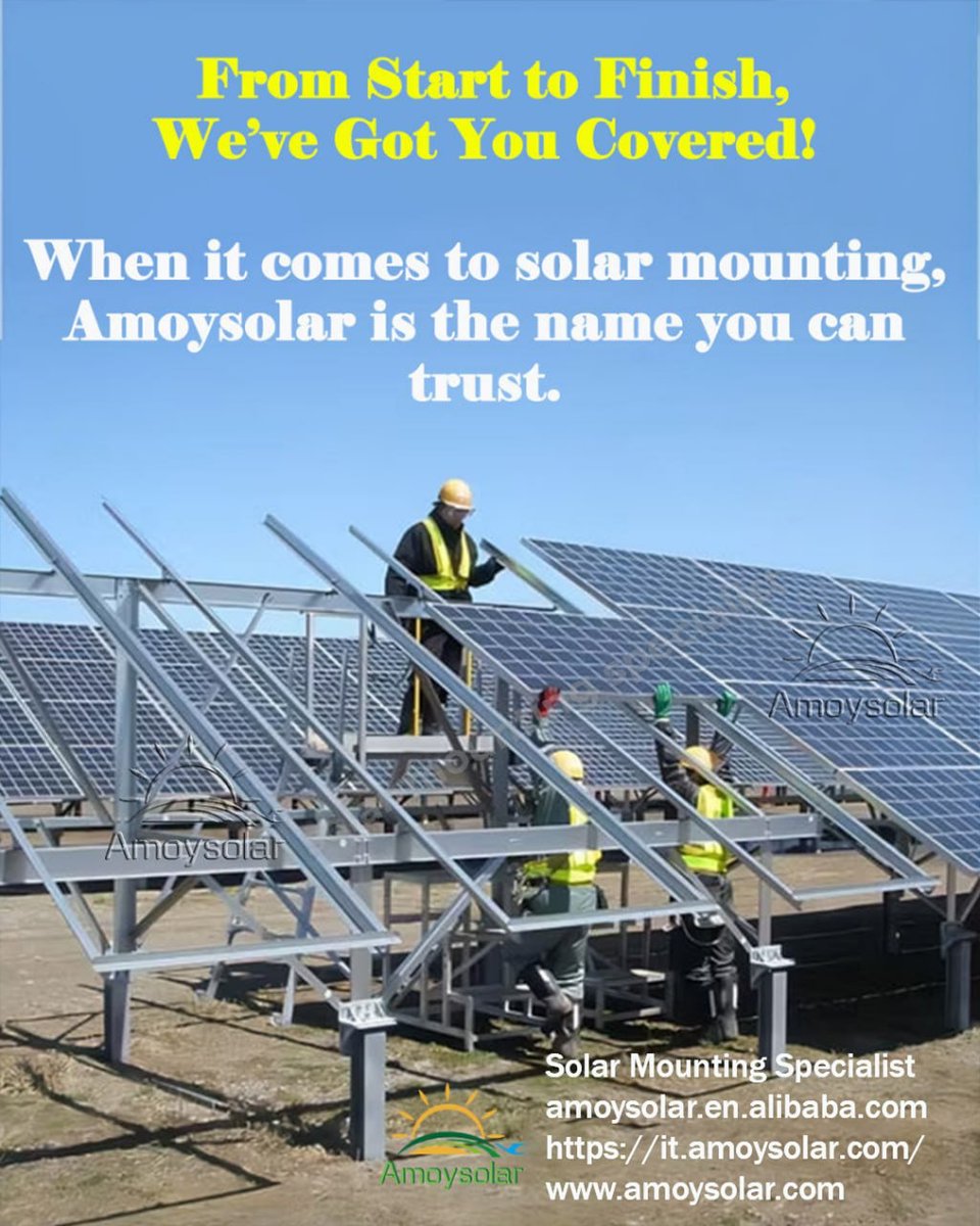 amoysolar2's tweet image. When it comes to solar mounting, Amoysolar is the name you can trust. We provide high-quality, precision-engineered solar mounting brackets tailored to fit your project perfectly whether residential, commercial, or utility-scale. 
#SolarMountingBrackets #Amoysolar #SolarProjects