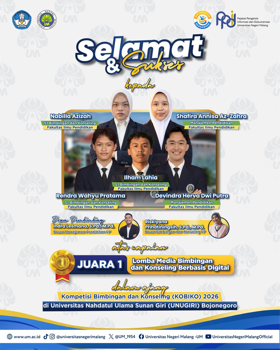UM_1954's tweet image. #PrestasiUM

Selamat dan sukses kepada para Mahasiswa UM atas capaiannya meraih berbagai prestasi yang luar biasa!👏🏻

Semoga dapat terus menginspirasi dan mengharumkan nama kampus tercinta✨

#UM
#universitasnegerimalang
#ExcellenceInLearningInnovation
#KampusUnggulan