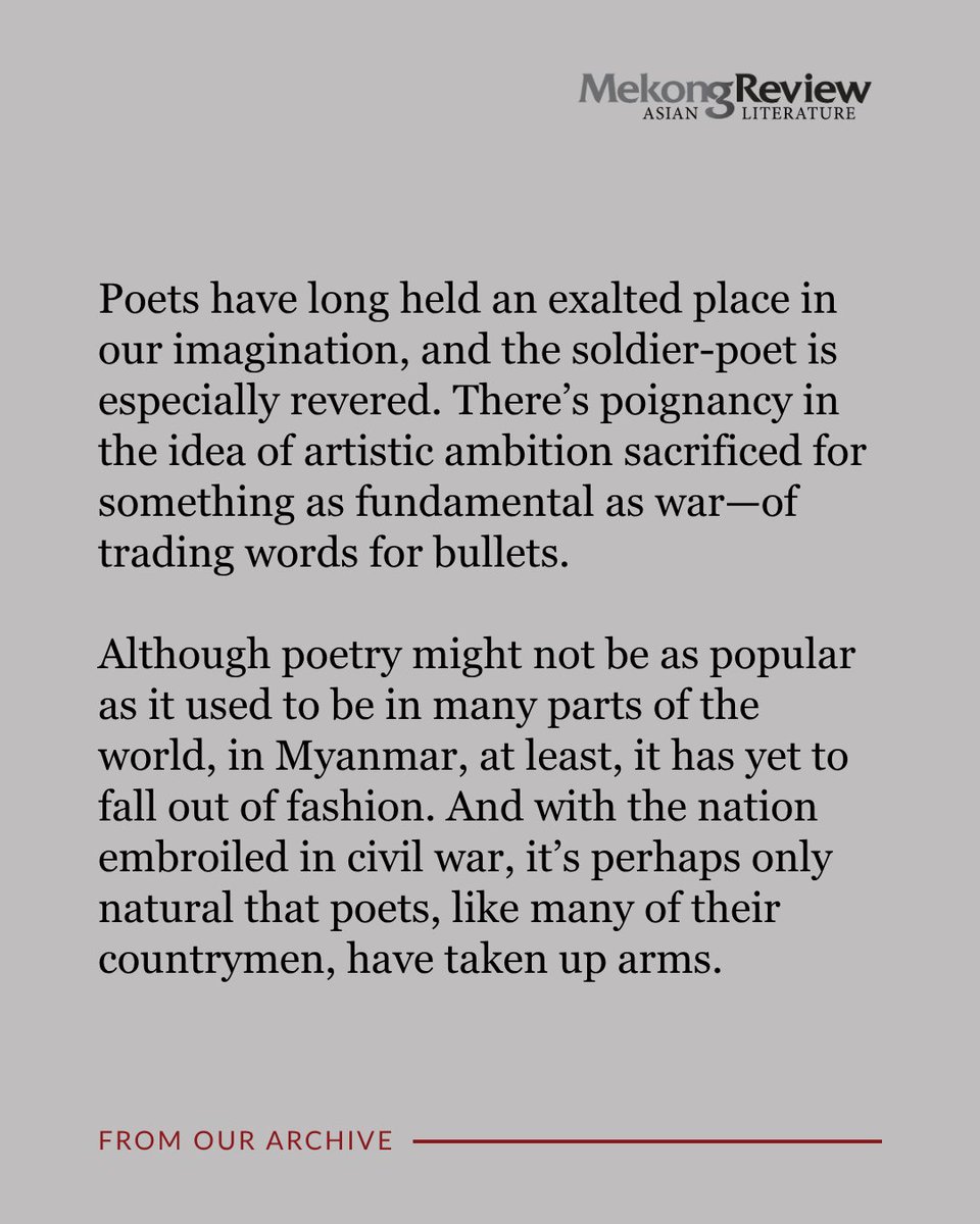 MekongReview's tweet photo. "There’s poignancy in the idea of artistic ambition sacrificed for something as fundamental as war—of trading words for bullets."

Read Oliver Raw's review of Frontline Poets: https://t.co/B7g8YVlJxS https://t.co/Fv1HZUYY6H