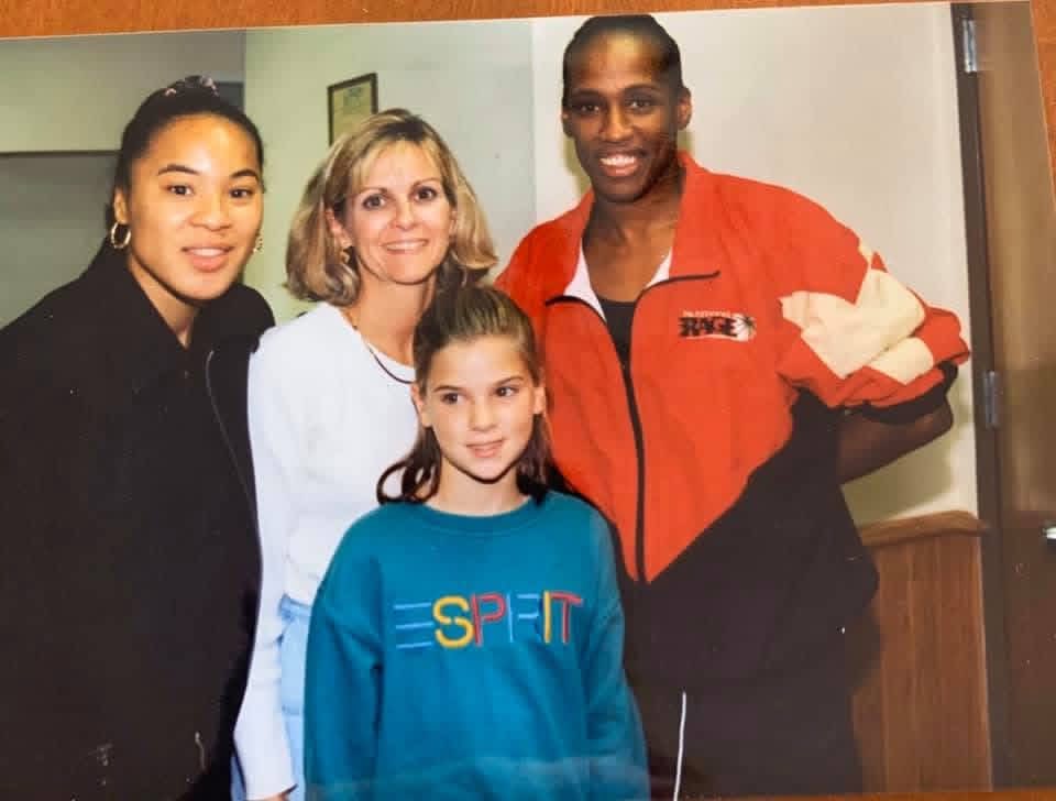 PhilMartelli's tweet photo. How about this picture from 1996? Dawn Staley and Jackie Joyner-Kersee have more accolades than I can count, but Judy can’t be overlooked as she is also a hall of famer with her Immaculata championship teammates! https://t.co/illZaUIiWq