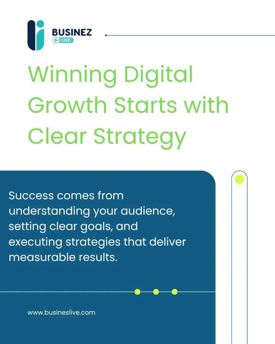 BusinezLive's tweet image. Clear strategy is the foundation of every successful business. 🚀
Understand your audience, set goals, and achieve real growth.

#DigitalGrowth #MarketingStrategy #BusinessSuccess #GrowthMindset
