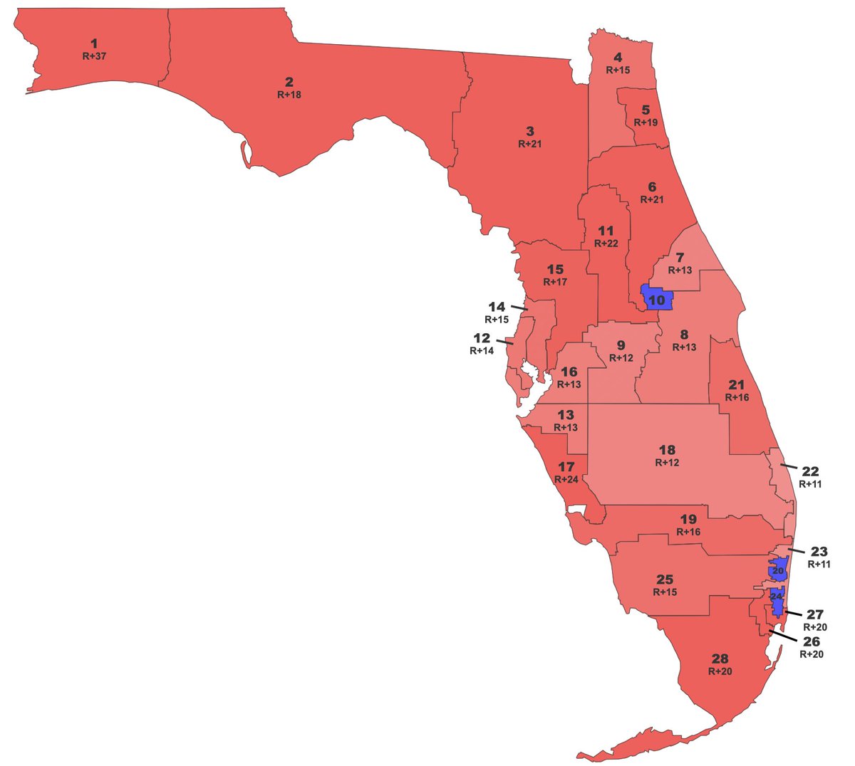 DatosAme24's tweet image. 🇺🇲#EEUU - La Guerra por la Redistribución de escaños en EEUU no termina.

Ahora los Republicanos buscarán en la Florida, la redistribución de los escaños que beneficiaria al partido Republicano

Ahora 
🔴R — 20
🔵D — 8 

Proyeccion (redistribución)
🔴R — 25 (+5)
🔵D — 3 (-5)