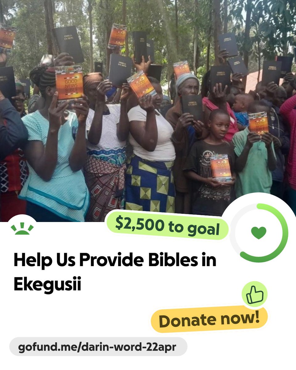 chefdarin's tweet photo. https://t.co/bkdRgvFLUw
A simple convo turned into something I can’t ignore.
A minister in Kisii, Kenya shared that many people don’t have the Bible in their native language, Ekegusii. 
Goal: 200 Bibles. About $10 each.
Give or share if you feel led. https://t.co/Httwx2c6pc