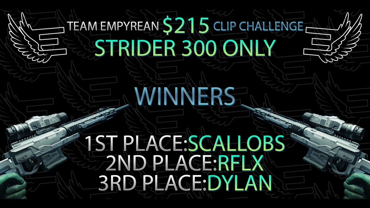 CONGRATS TO <a href="/Sir_Scallobs/">BzrK Scallobs</a> <a href="/imrflx/">eRa RFŁX</a> <a href="/dylxn_griffiths/">Saints Dylan</a> ON WINNING 1ST, 2ND, AND 3RD IN THE $215 STRIDER 300 CLIP CHALLENGE! 🔥🔥🔥