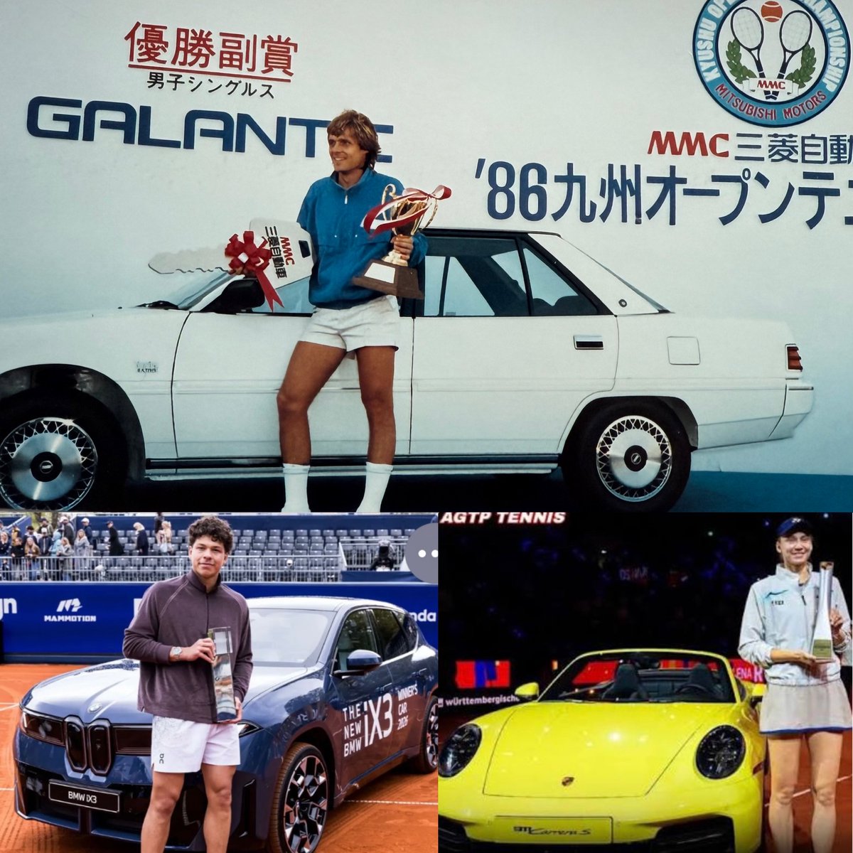 Last week <a href="/BenShelton/">Ben Shelton</a> won <a href="/BMWOpen500/">BMW Open by Bitpanda</a> and Elena Rybakina drove off in a Porsche in Stuttgart.  Winning the Fukuoka challenger 40 years ago earned me the keys to a luxurious Mitsubishi Galante😃 – A modest sedan instead a supercar, I was born too early. Happy tho, to get an
