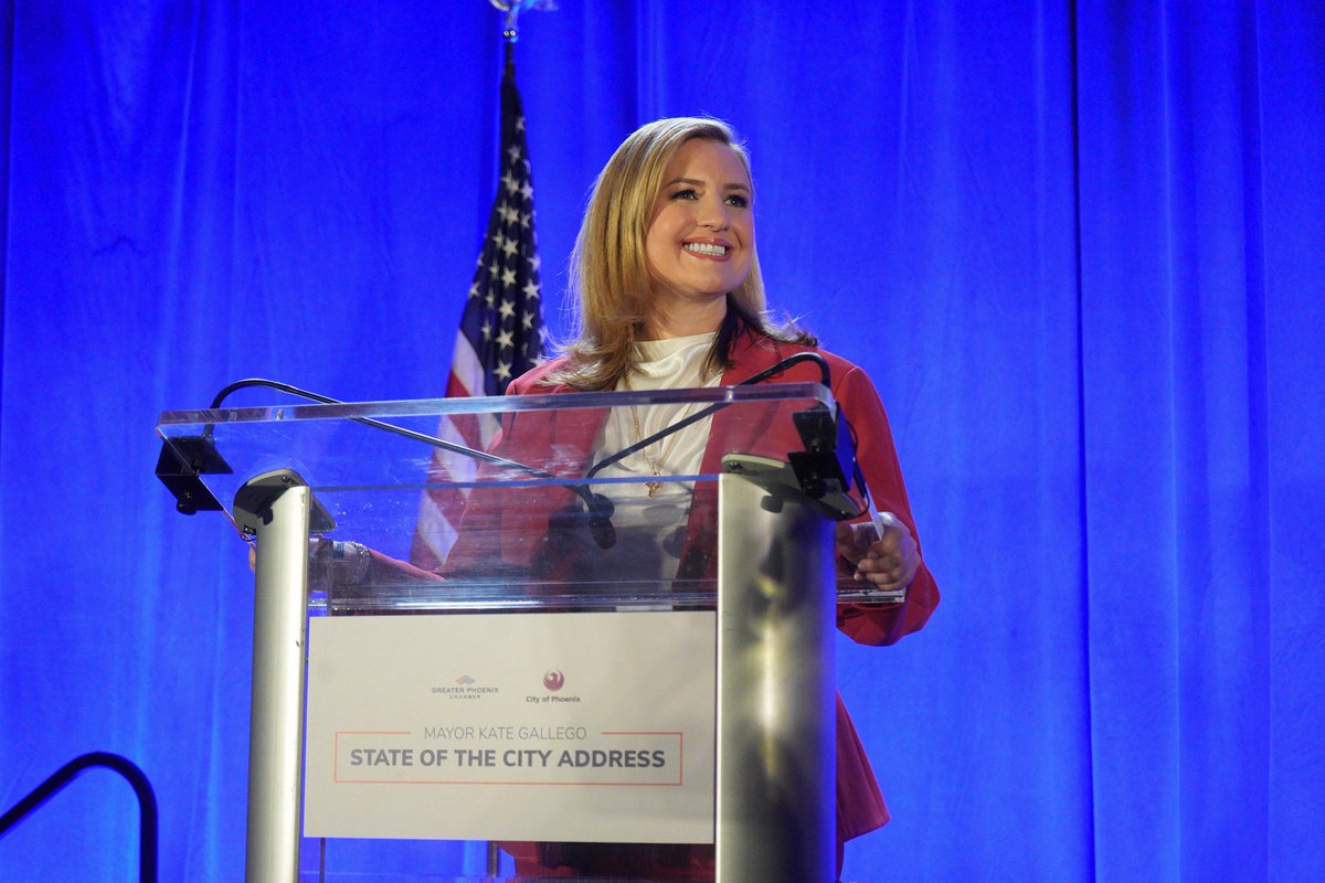 MayorGallego's tweet photo. We’re building a city that works better for every resident, with real results you can see and feel. 

From bioscience and healthcare innovation to investments in housing, transportation, childcare, and public safety, we’re building a stronger Phoenix every day. #PHXSOTC26 https://t.co/0QelXPdi88