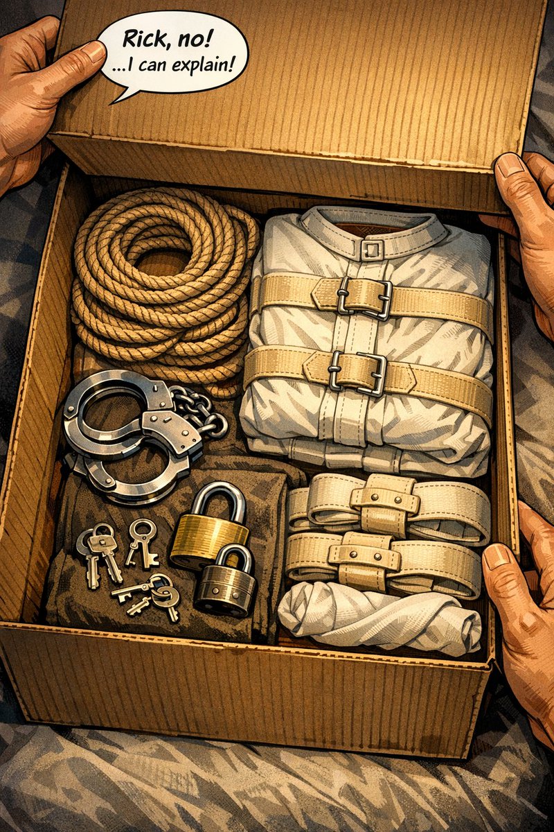 BoundAIComics's tweet photo. More pages 👇(12 -15)
Rick discovers Travis’ little collection…
Now things start to get interesting 👀
You know where this is going.
#ComicThread #bondage #AIart️️️️️️️️️️️️️️️️️️️️️️️️️️️️️️️️️️️️️️️️️️️️️️️️️️️ #Gaycomic https://t.co/ptCQu4kYp1