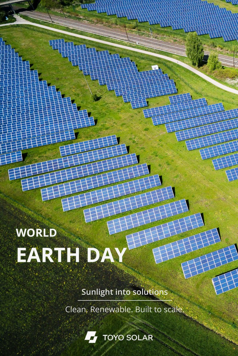 ToyoSolar's tweet photo. This #EarthDay, it’s worth reflecting on how the way we power our world is shaping the future we share.

Solar energy turns sunlight into solutions that support everyday life. At #TOYOSolar, we advance reliable solar solutions that help drive this change in meaningful ways. 🌍💪 https://t.co/Syv1enpfrp