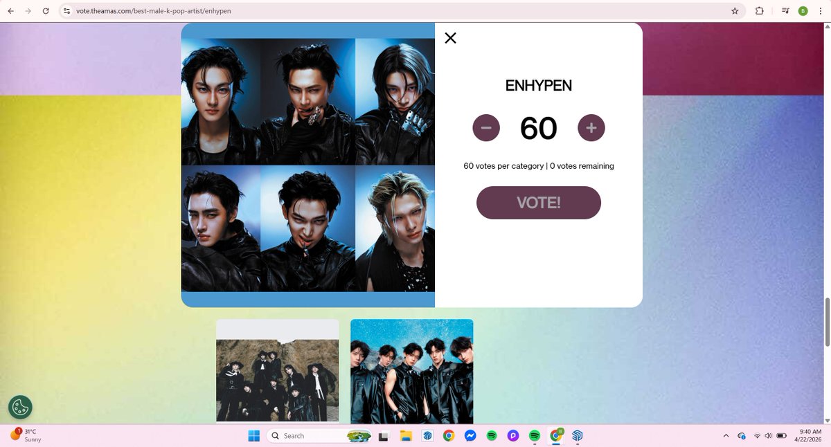 ksn_smiles's tweet image. guys you are allowed to vote up to 60 votes today!!! 

vote.theamas.com/best-male-k-po…
#enhypen @ENHYPEN @ENHYPEN_members