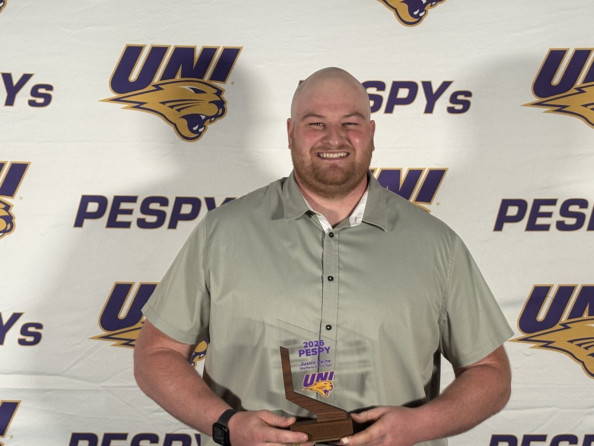 UNIAthletics's tweet photo. And the PESPY for Stafflete of the Year goes to...

🏆 Justin Peine (@UNIStrength)

#EverLoyal | #LegacyEra | #PESPYS2026 https://t.co/e0zreeuVSa