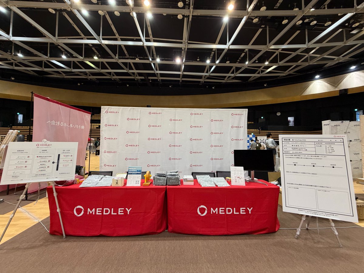 medley_dev's tweet image. 📢 RubyKaigi 2026始まりました 📢
メドレーブースではRuby×AI活用のアンケートを実施しています。必ず当たるガラポンチャレンジもありますので、ぜひお立ち寄りください🙌✨
#Ruby #RubyKaigi #MEDLEY #Developers