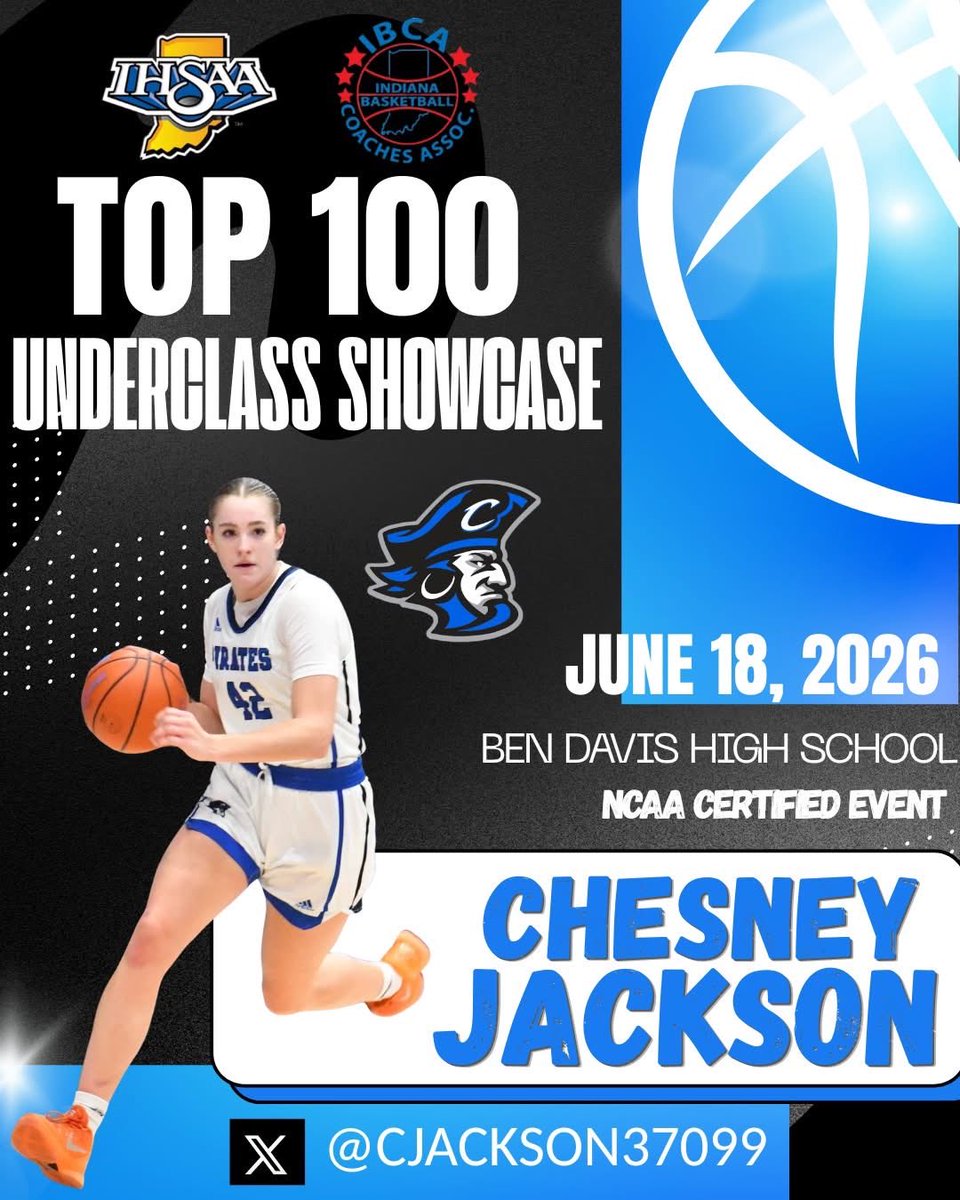 CHS_LPBB's tweet photo. Congratulations to our Lady Pirates, Chesney Jackson and Alexis Finchum for being selected to participate in the IHSAA/IBCA Underclass Top 100 Showcase at Ben Davis High School on June 18, 2026. @CJackson37099 @FinchumAlexis https://t.co/I0hZVae4TZ