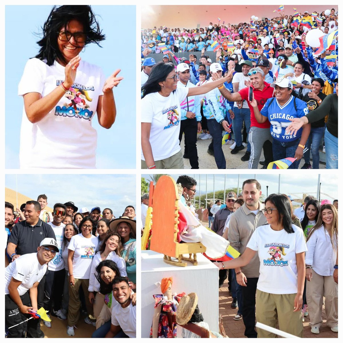 Genial la respuesta de Delcy <a href="/delcyrodriguezv/">Delcy Rodríguez</a> con esta franela, hoy desde Falcón: "Llegaron los monos".

Este país mestizo más allá de diferencias ideológicas o políticas no acepta el odio como política, no importa su signo...