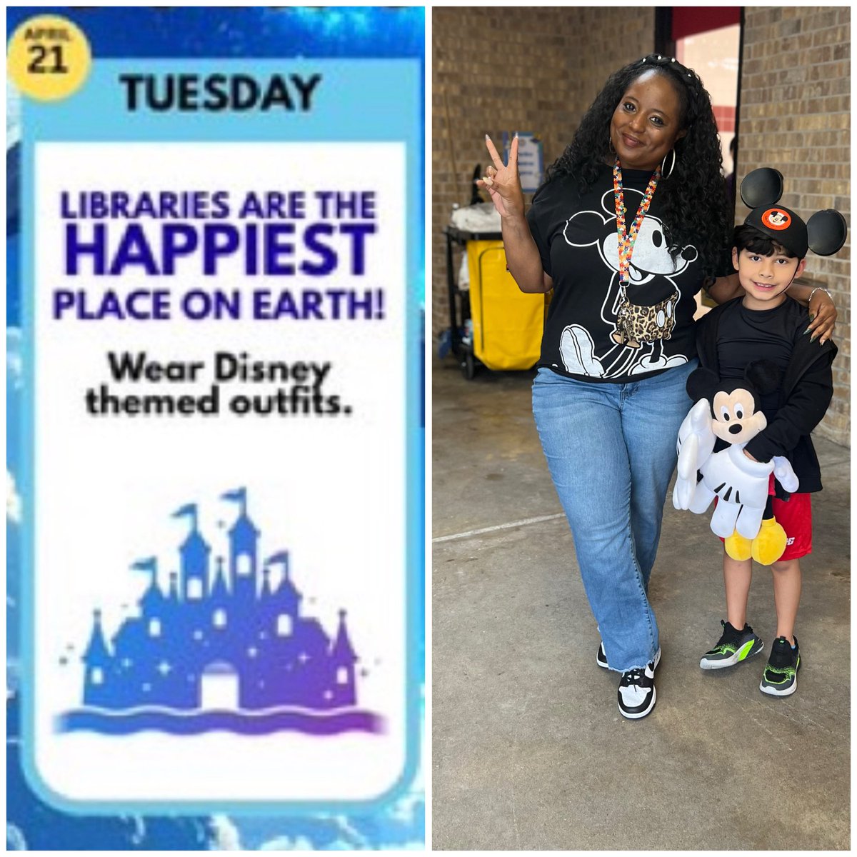 TigersLMCAldine's tweet photo. #OOTD Disney! ✨ Because the library is the happiest, most magical place on earth! 📚🏰💫 Stay tuned for tomorrow!! 🥳 @Thompson_Aldine @aldinelibraries @AldineISD #DisneyVibes #LibraryLife #AldineStory #LibraryWeek https://t.co/MkAQBSafnu