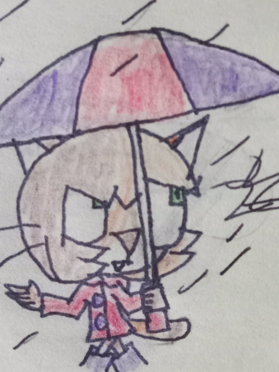 Grimkitty2's tweet image. Rainy day. #oc #myoc #ocart #originalcharacter #originalcharacterart #originalart #anthro #anthroart #cat #traditionalart #art #drawing #illustration #arttwt #artistontwitter