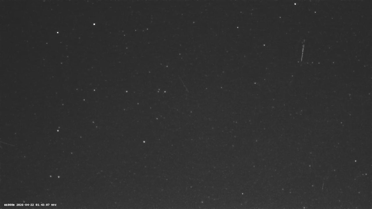 CamMeteor's tweet photo. Meteor detection 22.04.2026 01:43 UTC Station: DE000B https://t.co/R6sRkWszzA
