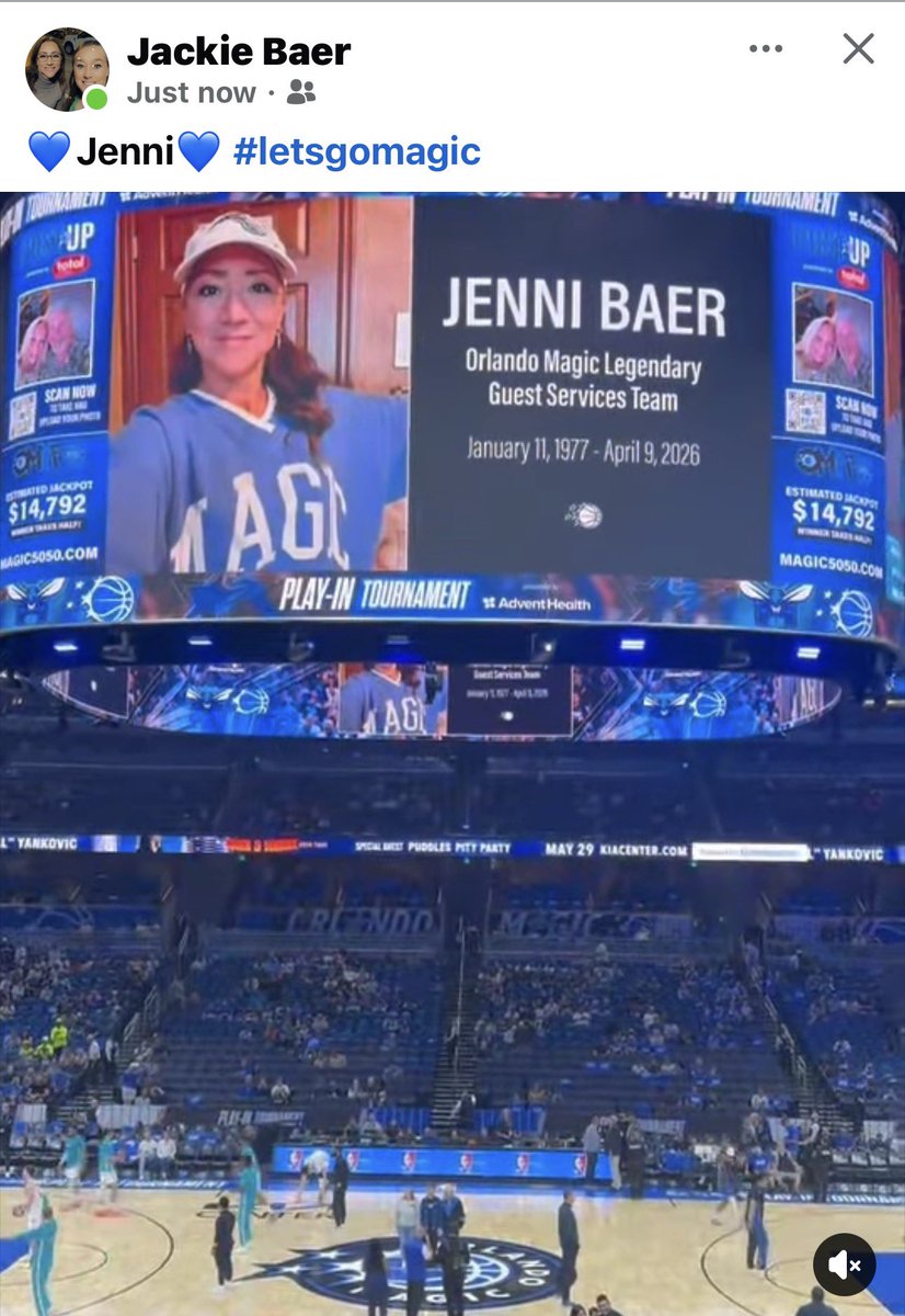 eloisaconde77's tweet photo. My childhood friend Jenni passed two weeks ago Thursday. I’m still struggling to articulate how sad I feel about not seeing her ever again. Life is short. We have to live as full and loud as we can. The @OrlandoMagic honored her well and kept it classy- #letsgomagic #cancersucks https://t.co/xRb5oppfpg