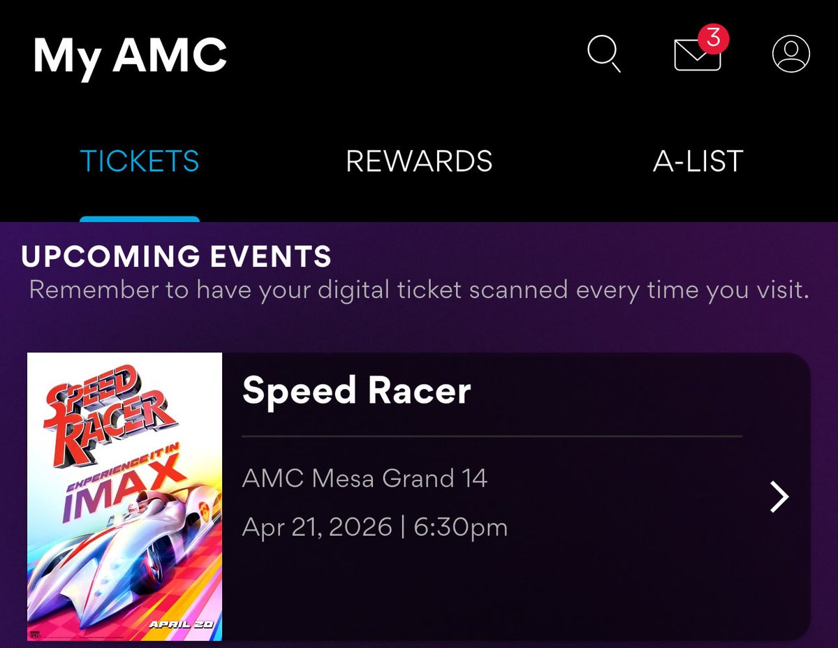 JedElias's tweet image. #SpeedRacer time in #IMAX (4K) #AMCTheatres #AMCAList