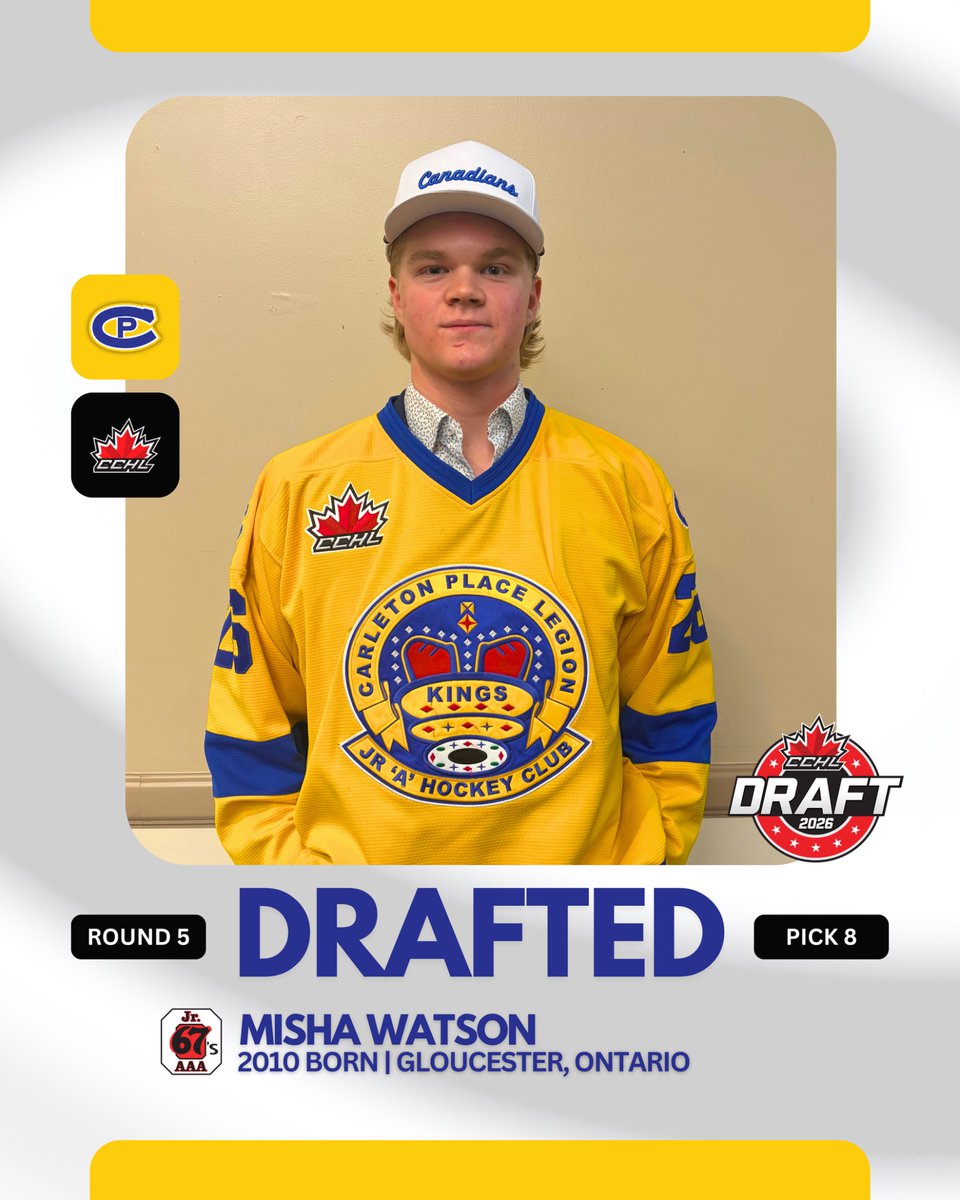 CPCANADIANS's tweet photo. CCHL DRAFT 2026

We would like to welcome all of the newest Canadians to our CPC family. Congratulations on being selected in the 2026 CCHL Draft. 

🔵🟡🔵
#CPC https://t.co/wkjuuji0FW