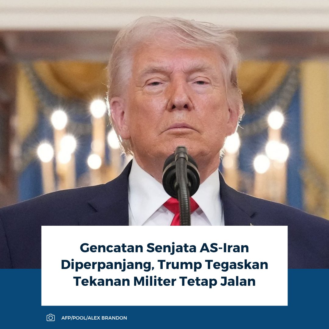 kompascom's tweet image. Presiden AS Donald Trump mendadak memperpanjang gencatan senjata dengan Iran hingga ada usulan konkret. Namun, AS tetap melanjutkan blokade militer sambil menunggu kemajuan negosiasi.

Baca selengkapnya: kompas.com/global/read/20…

~RK #trump #AS #iran