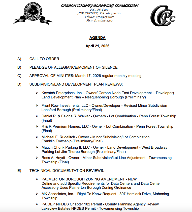 scinvests's tweet photo. Last night Sparkling Concepts flagged a data center catalyst in Carbon County PA — $KEEL $BITF.
Today's Planning Commission agenda confirmed it:
"Palmerton Borough Zoning Amendment — NEW. Data Centers and Data Center Accessory Uses."
Minutes/video expected tomorrow.
@McnallieM https://t.co/C5dlcieLSN