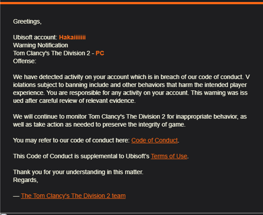 HakaiiGG's tweet photo. @TheDivisionGame @yannickbch @Orkanos Is there anyway I can get help with this ban? I have no clue on what even caused it but it seems like I ain't the only one who got banned around March 24th-March 25th https://t.co/y3dtZ96VUF