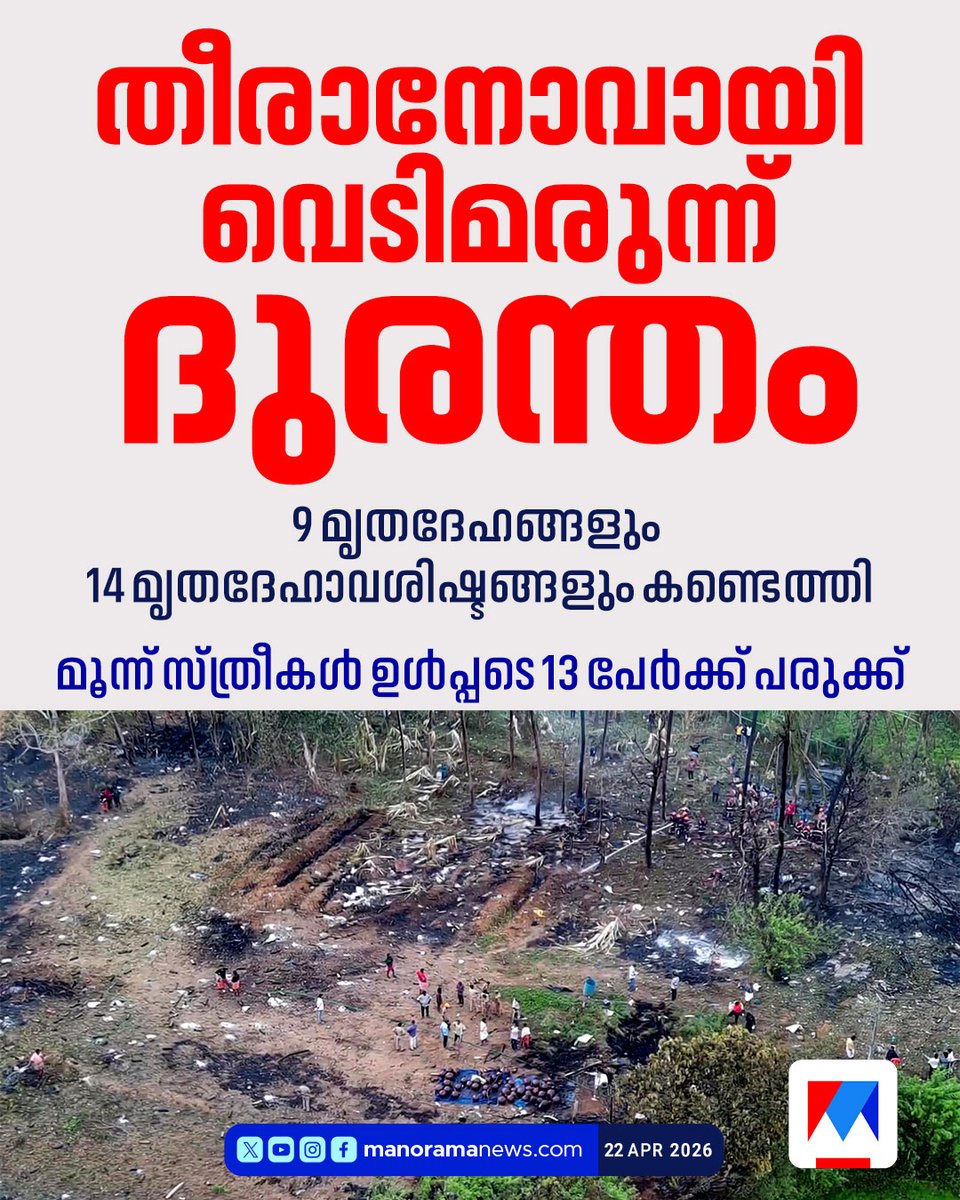 manoramanews's tweet photo. മൂന്ന് സ്ത്രീകള്‍ ഉള്‍പ്പെടെ പരുക്കേറ്റ 13 പേര്‍ മെഡിക്കല്‍ കോളജില്‍ ചികില്‍സയിലാണ്...
Read more at: https://t.co/kMWzMAeIN1 #Thrissur #Explosion #ThrissurPooram #Fireworkers #ManoramaNews https://t.co/TsEwKWiOiC