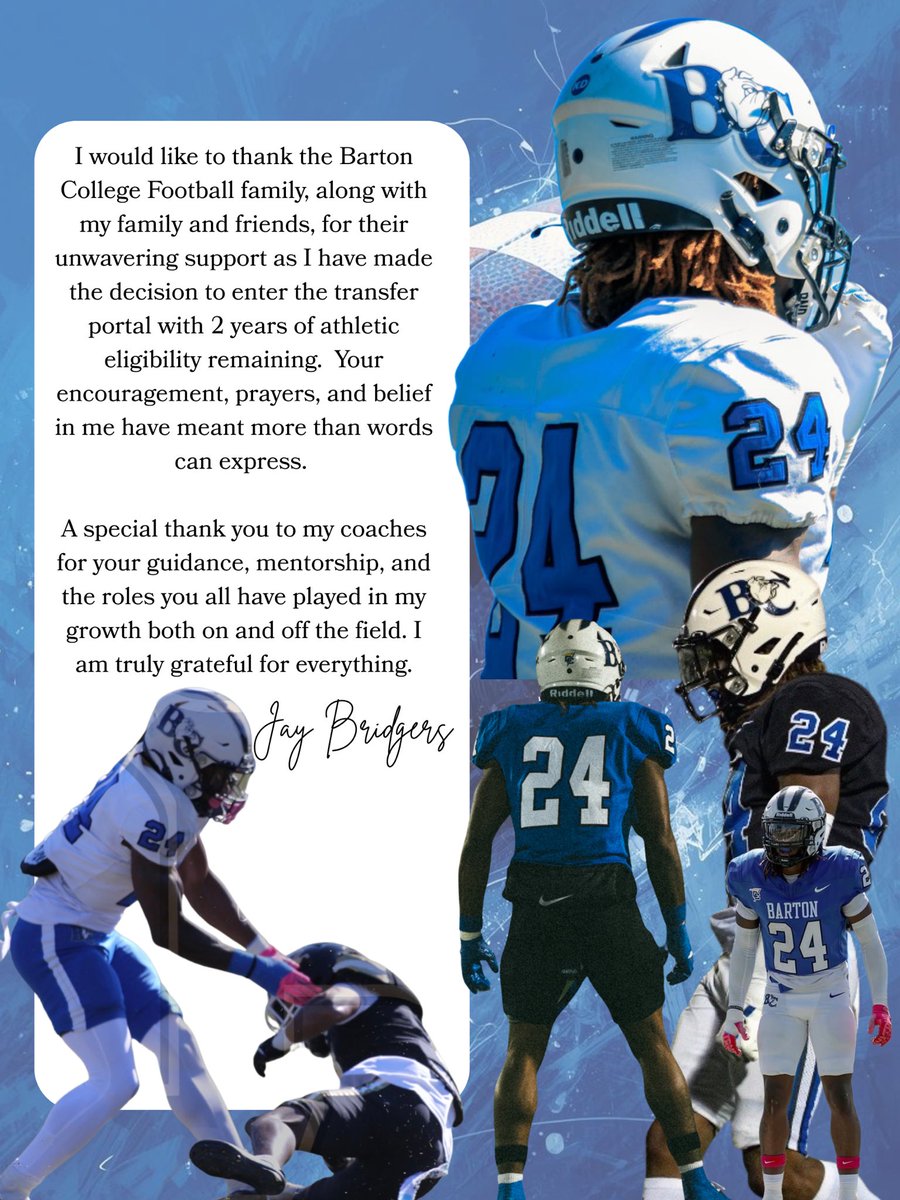 JayB__23's tweet photo. After much thought and prayer, I have decided to enter the transfer portal. I’m grateful for my family, coaches, teammates, and supporters. I’m excited for a new opportunity. https://t.co/u3PLzIhjLy