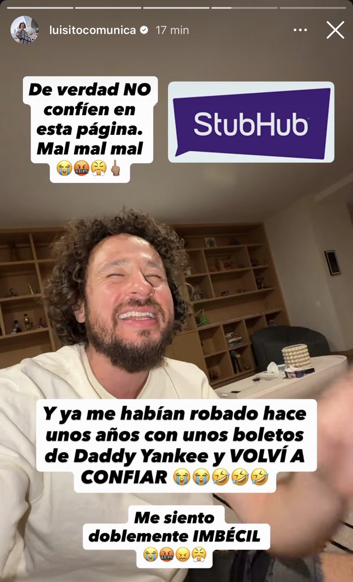 namjinmoon_'s tweet photo. A Luisito lo estafaron en la página que según vende boletos “stubhub” para que no se confíen y compren ahí por desesperación. https://t.co/KoRTSK73OZ
