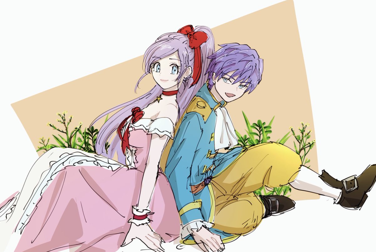 gadq10's tweet photo. お題箱よりリクエストいただいた、
2人でにっこり微笑んでいるクオードとメレアーデ
ですー＼(^o^)／

お題見た瞬間、うお！描きたいいいい！とテンションあがりました背中合わせにしちゃった…！リクエストありがどおですぞおお！ https://t.co/RlLo6aImMN