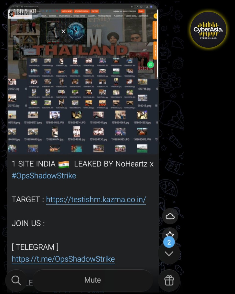 cyberasia_io's tweet photo. 🚨 India Alert 🇮🇳

The hacktivist NoHeartz, under the #OpsShadowStrike campaign, has targeted the Indian site https://t.co/ZYenpkEHfQ in a data leak attack, exposing numerous private files and images.
 
#CyberSecurity #DataLeak #OpsShadowStrike #India #HackerNews https://t.co/inlFsxocVZ