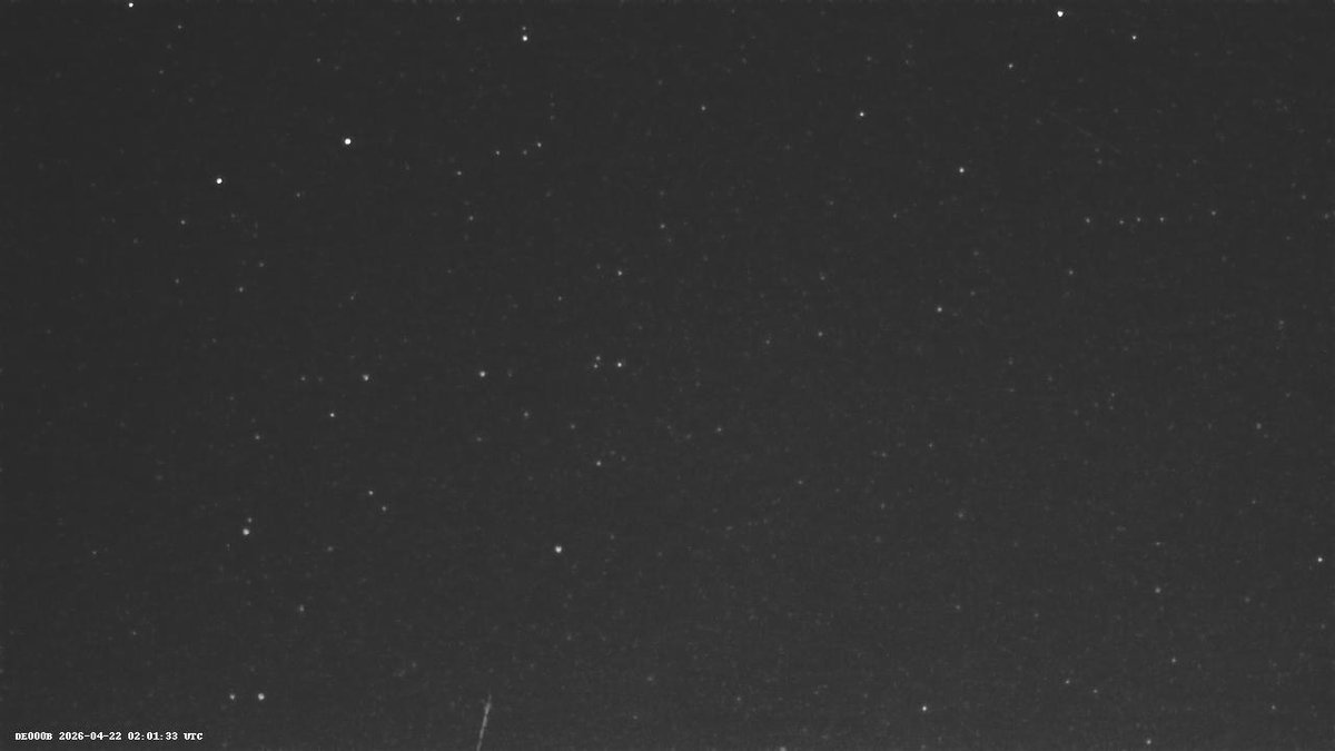 CamMeteor's tweet photo. Meteor detection 22.04.2026 02:01 UTC Station: DE000B https://t.co/w09TMZiiE9