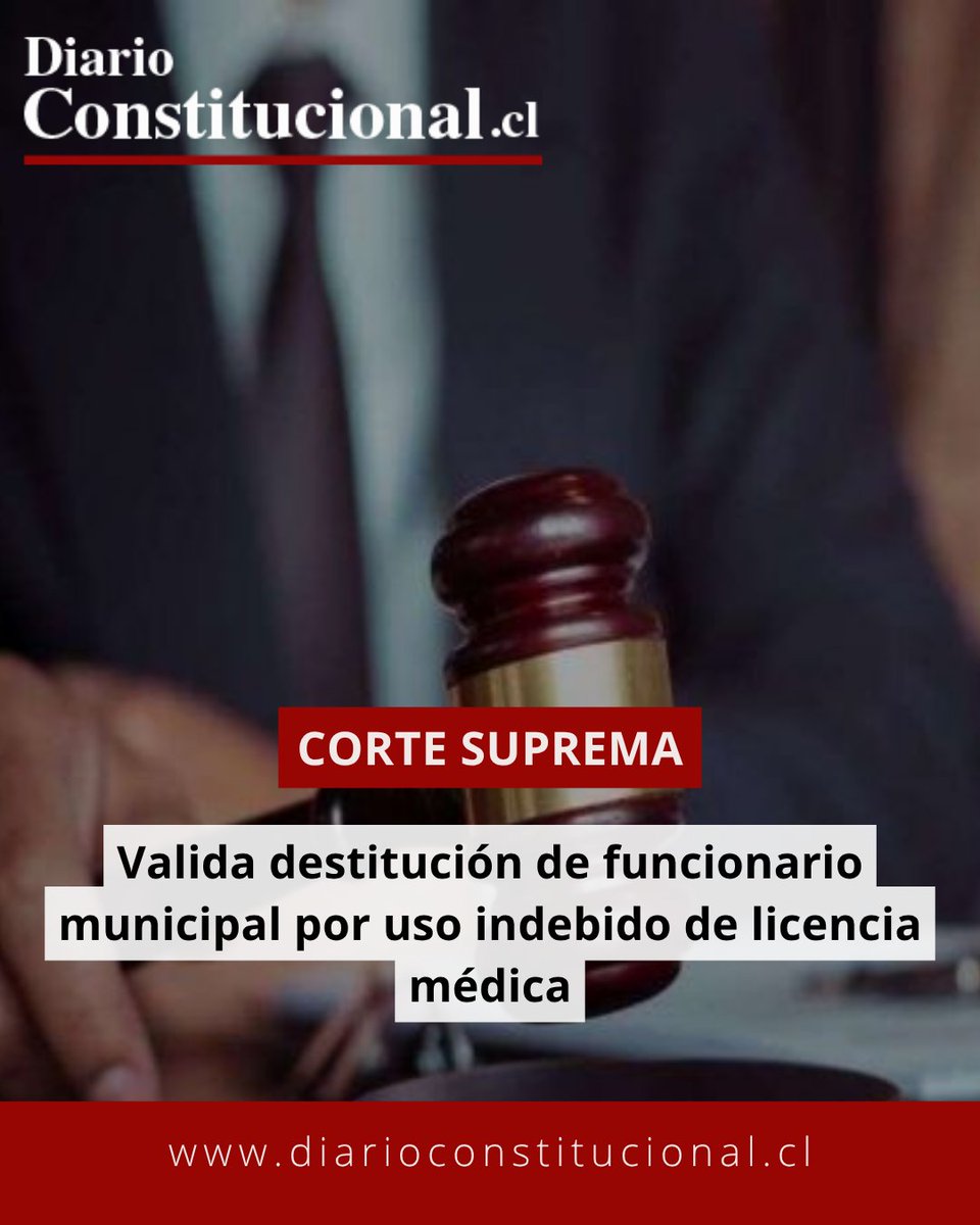 DiarioConst's tweet photo. 📢 Probidad en la función pública
Corte Suprema valida destitución por uso indebido de licencia médica. ¿Dónde está el límite entre reposo y responsabilidad funcionaria?
Más en 👉 https://t.co/yiCDGb0BJU
#DerechoAdministrativo #Chile #Probidad https://t.co/AR0vcqZ5Ct