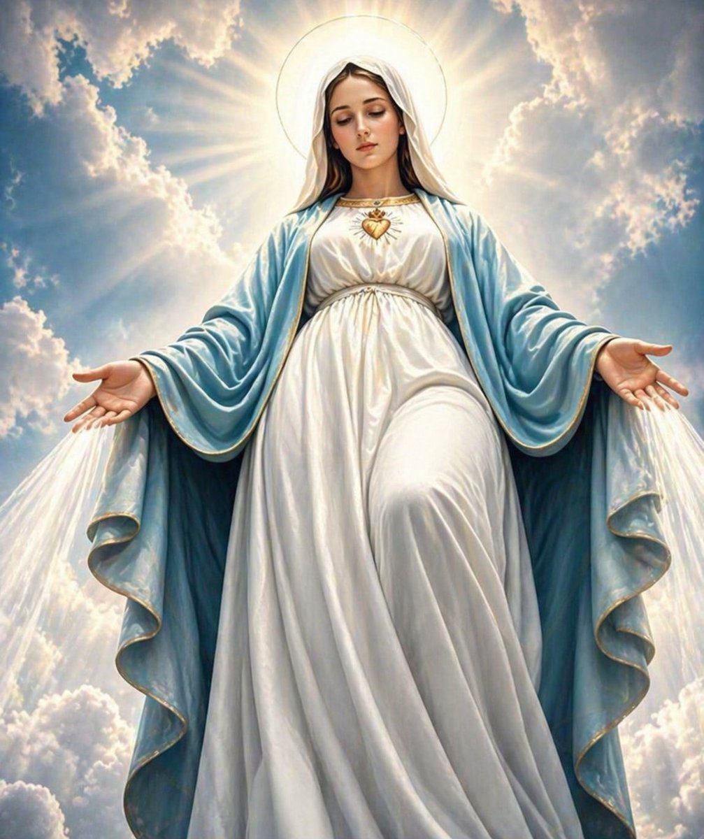 ✝️ Dios te salve, María, 
llena eres de gracia;
el Señor es contigo.
Bendita Tú eres 
entre todas las mujeres,
y bendito es el fruto de tu vientre, Jesús. 

Santa María, Madre de Dios,
ruega por nosotros, pecadores,
ahora y en la hora de nuestra muerte. Amén 🙏