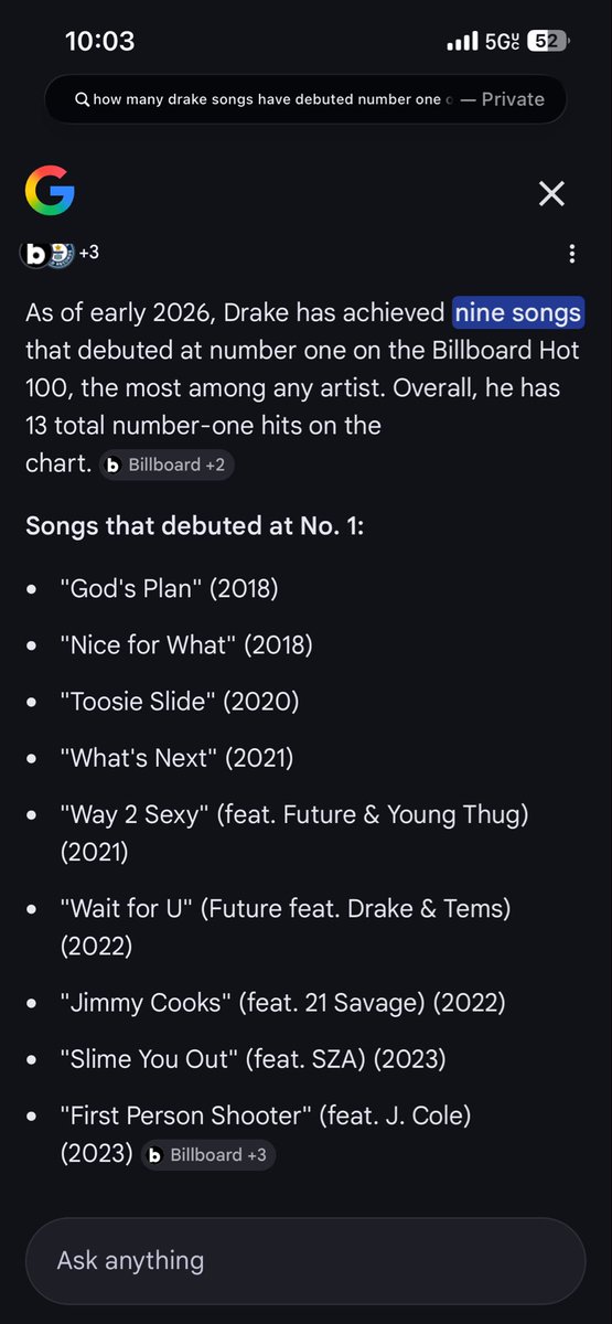 sco10lo's tweet photo. @ttguy6969 @talkofthecharts @Drake he’s going number 1. https://t.co/DgIroL0PRS