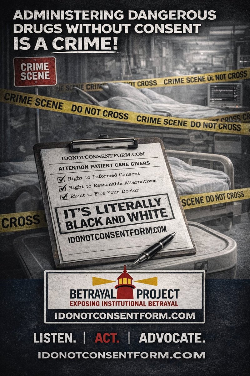 See <a href="/Betrayal_Proj/">Betrayal Project USA</a> Each Night This Week for LIVE NATIONAL CRIME VICTIMS' RIGHTS WEEK!
And get your I Do Not Consent Form™️!